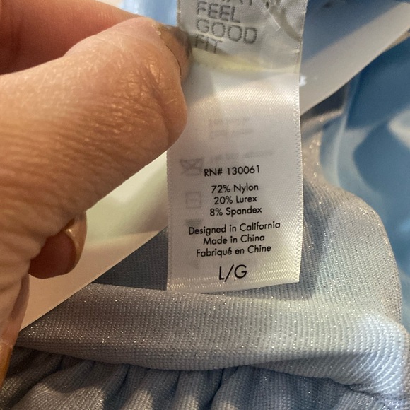 L*Space Dawn Bikini Top, Sky Blue Shine Shimmer, Size: Large, NWT - Picture 12 of 13